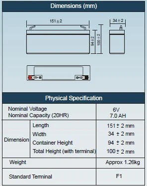 6v 12Ah Microcat Bait Boat Rechargeable Lead Acid Battery - Image 2