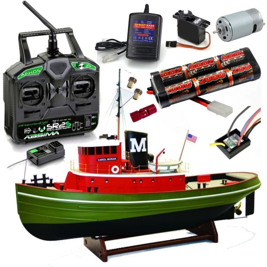 Dumas Carol Moran Kit 1:72 Tug Boat DUM1250RC Bundle With Stick Type Radio