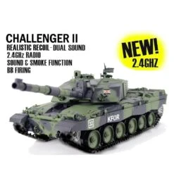 Heng Long 1/16th Bristish Challenger 2 Camo RC Tank Smoke And Sound Version With 2.4GHz Radio