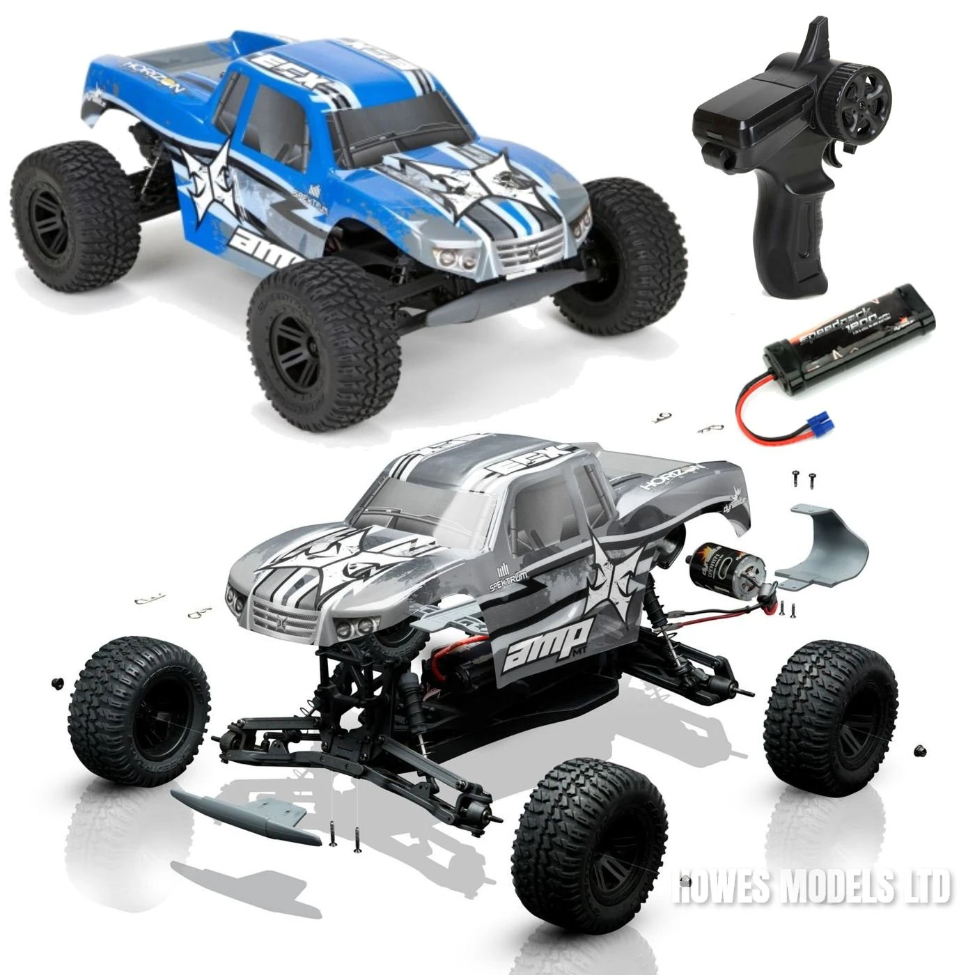 ECX AMP MT 1:10th 2wd Radio Control RC Monster Truck Car Kit Build-to-Drive