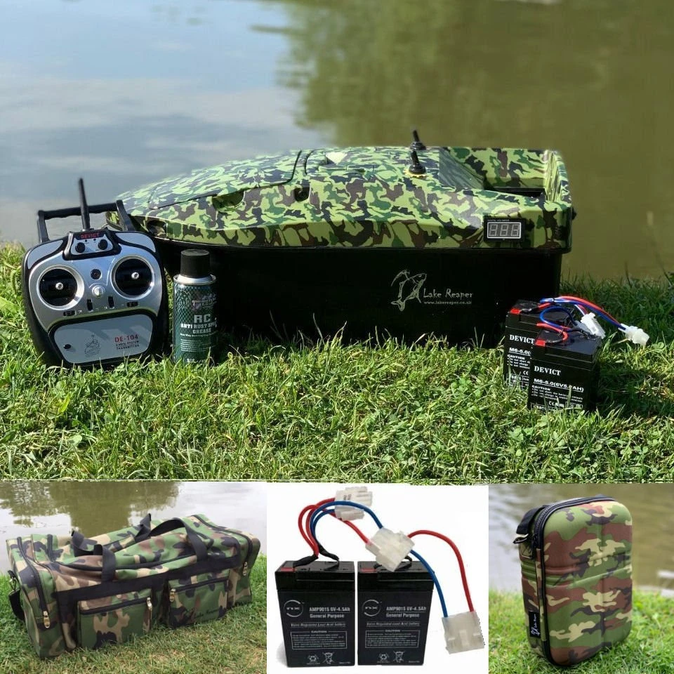 Lake Reaper Bait Boat Camouflage – Carryall, Batteries And Camo TX Case Bundle Now With The Latest Telemetry Handset