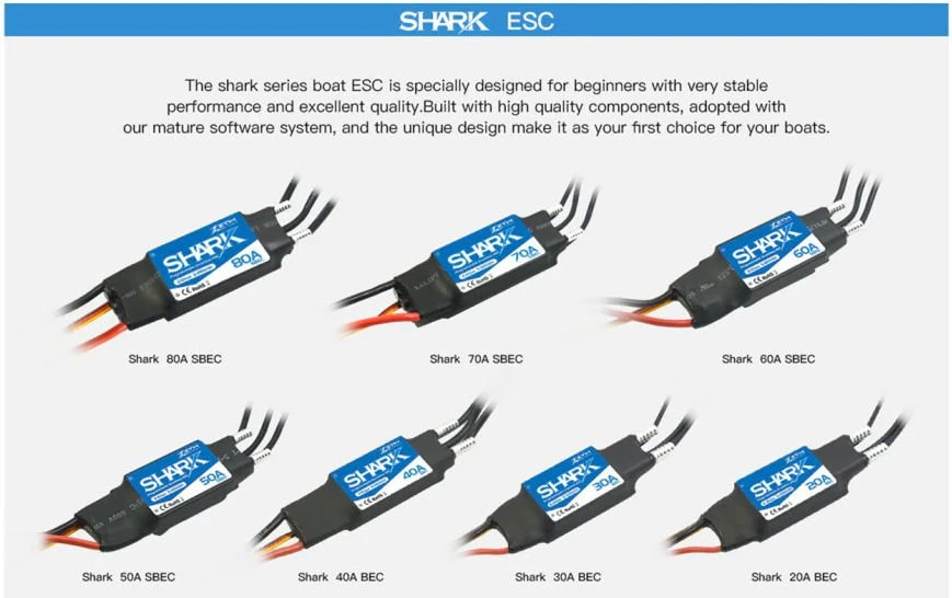 ZTW Shark Marine 20A SBEC ESC G2 2-4 Cells LiPo (Water-cooled) 5–12 Cell NiMH Packs - Image 6