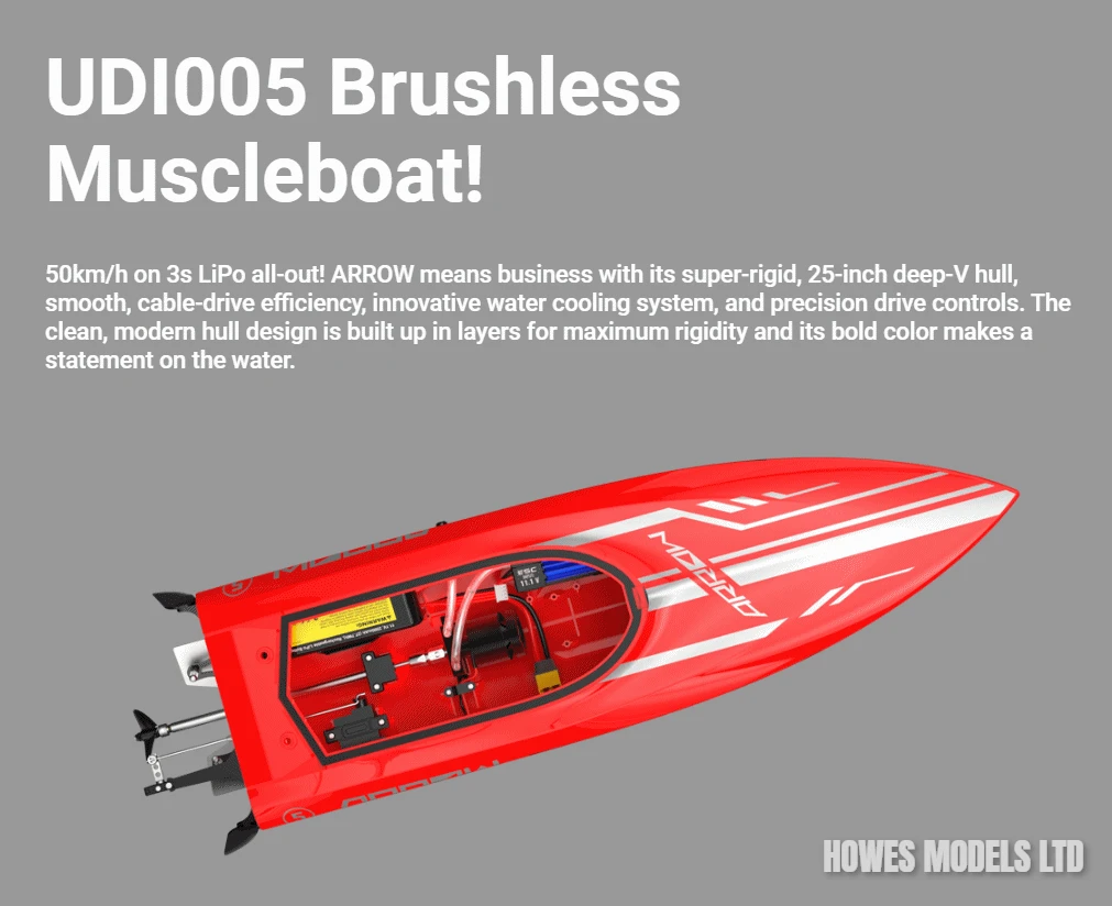 UDI Arrow RC Radio Remote Control Brushless Speed Boat UDI005 In Red - Image 12