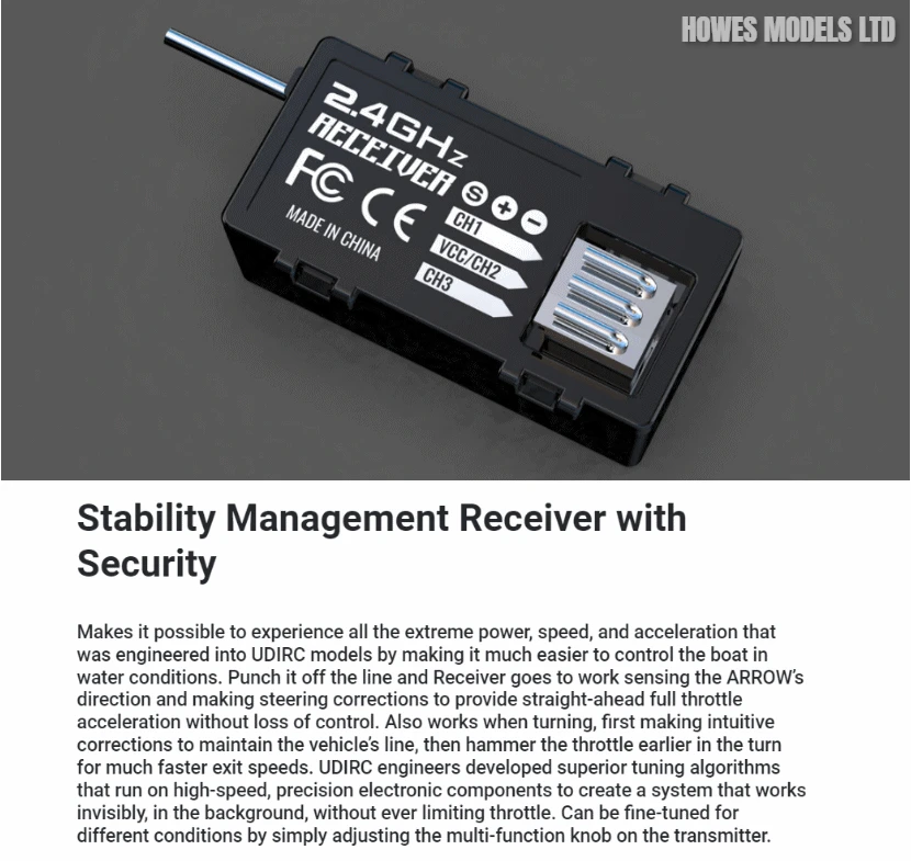 UDI Arrow RC Radio Remote Control Brushless Speed Boat UDI005 In Red - Image 17