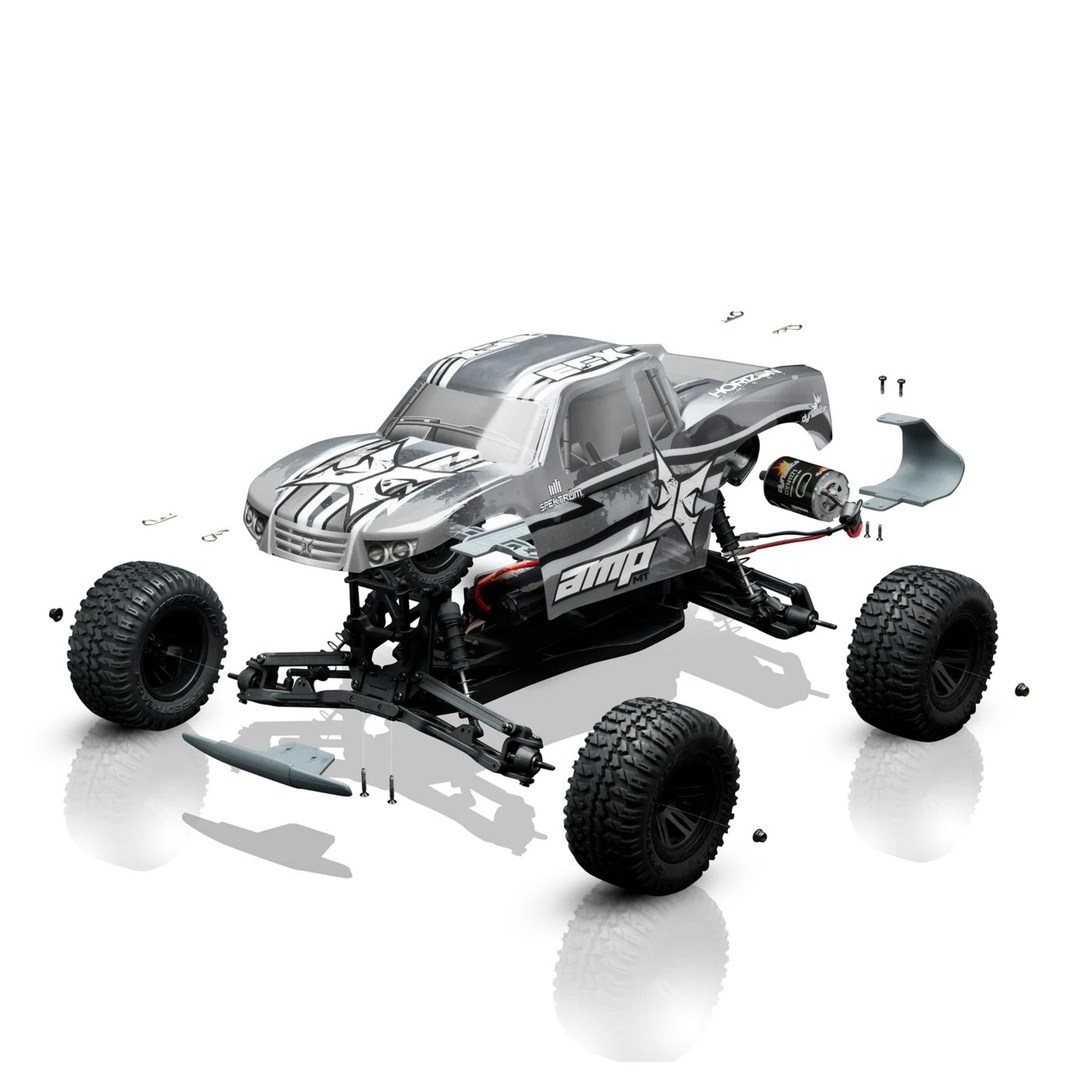 ECX AMP MT 1:10th 2wd Radio Control RC Monster Truck Car Kit Build-to-Drive - Image 7
